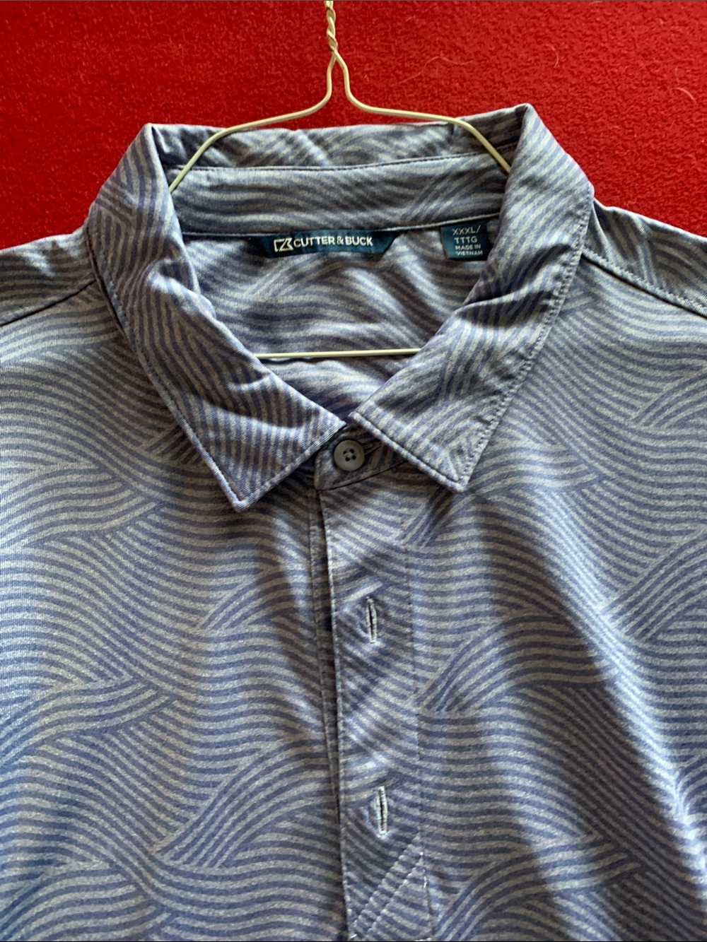 Cutter & Buck Men's Gray Wave-Pattern Polo